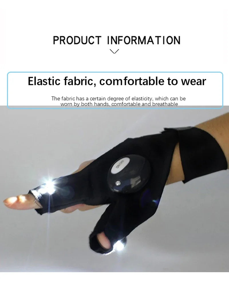 Fingerless Gloves LED Flashlight