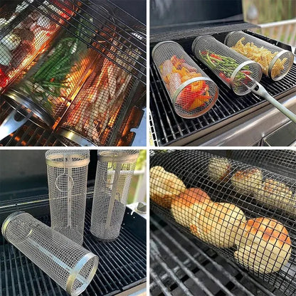 Rolling Basket Stainless Steel Grilling