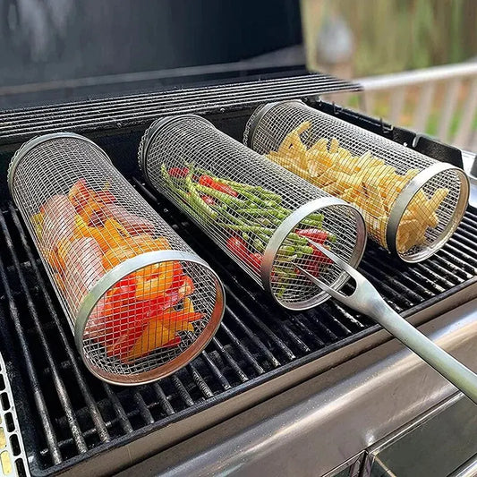 Rolling Basket Stainless Steel Grilling