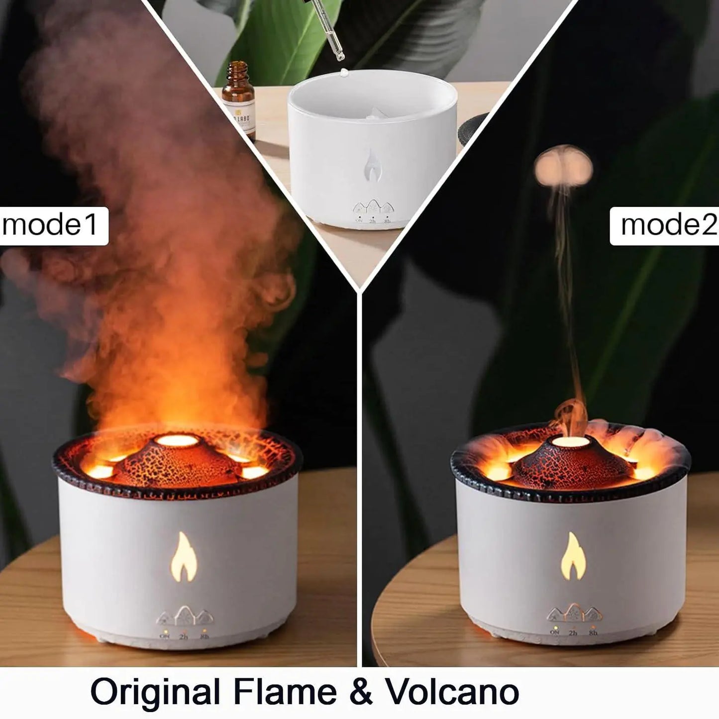 Volcano Diffuser for Essential Oils Aromatherapy Humidifier Auto Shut Off White